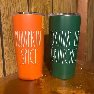 Rae Dunn Fall and Christmas insulated tumblers